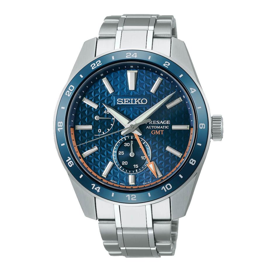 セイコー SEIKO メカニカル SARF001 プレザージュ シャープエッジドシリーズ GMT メカニカル 麻の葉文様ダイヤル メンズ 腕時計