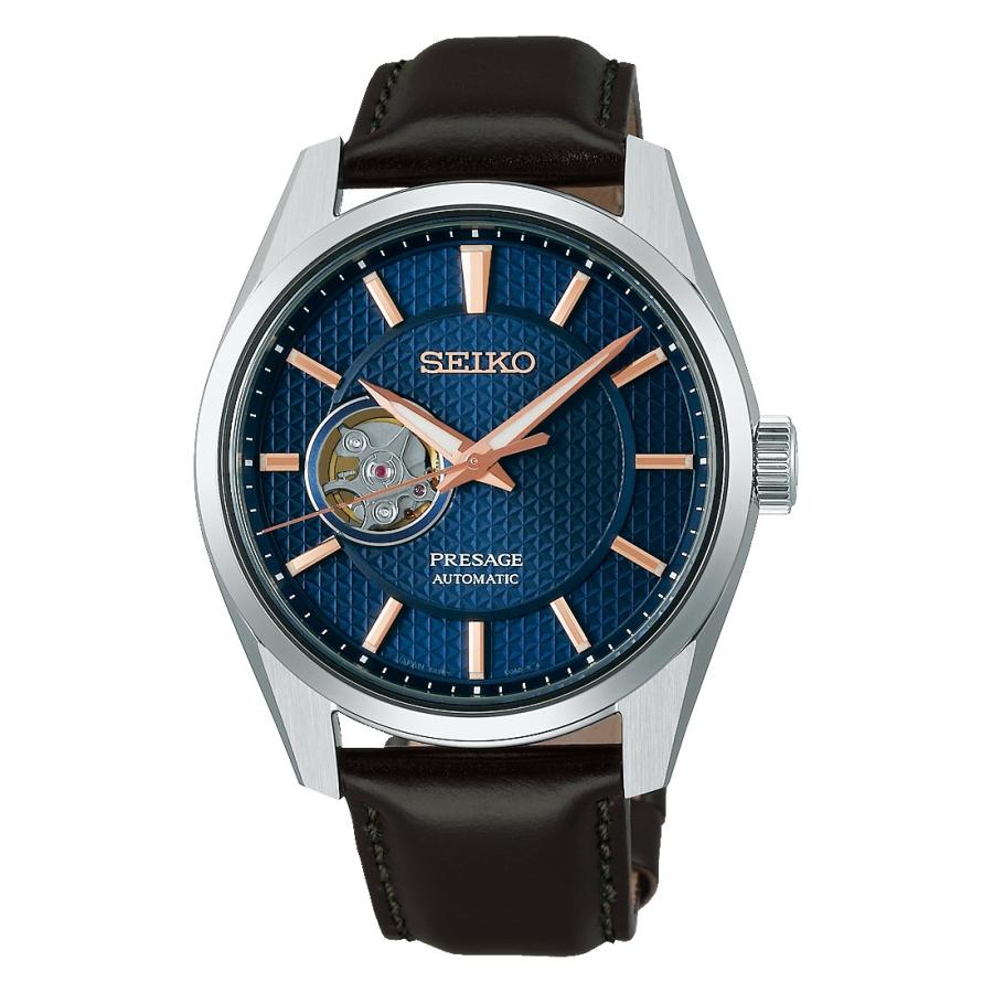 セイコー SEIKO メカニカル SARX099 プレザージュ シャープエッジドシリーズ オープンハート 藍墨 自動巻き 革ベルト メンズ 腕時計