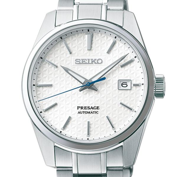 セイコー SEIKO メカニカル SARX075 プレザージュ シャープエッジドシリーズ 自動巻き 麻の葉文様 メタルバンド ホワイト  メンズ 腕時計