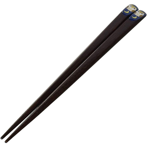 カワイ 箸 ぷっくり 月ふくろう 青 18cm こども箸 天然木 お箸 すべり止め  和柄の箸