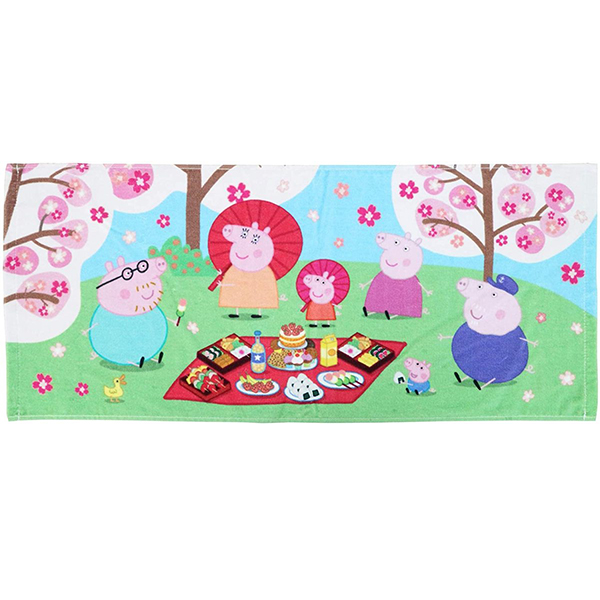 ペッパピッグ PeppaPigフェイスタオル Peppa Pig ペッパピッグ  お花見ペッパ 綿100% 丸眞
