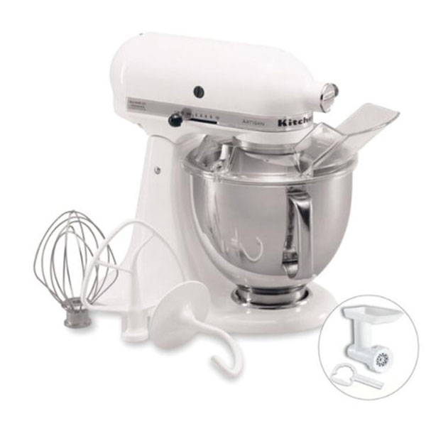 KITCHENAID フードグラインダー付 スタンドミキサー キッチンエイド 4.8L ホワイト
