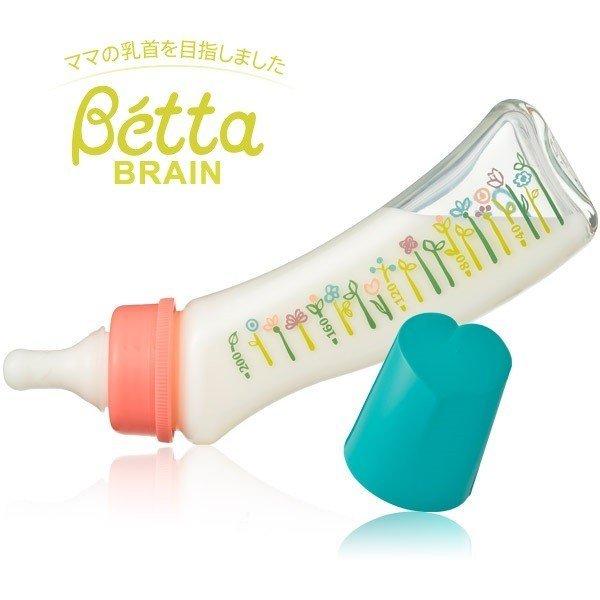 Betta ベッタ ガラス製 哺乳びん ブレイン 日本製 耐熱ガラス GF5-200ml フラワー
